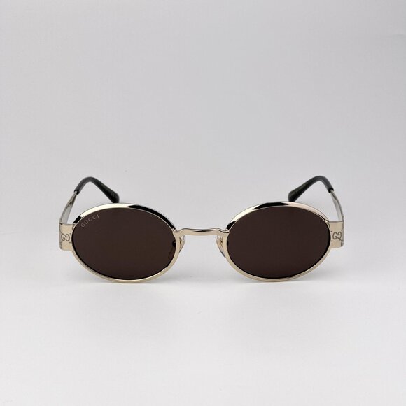 Gucci Sunglasses – Gold Metal Round Frame with Brown Lenses (GG1854S 005) - Picture 3 of 13